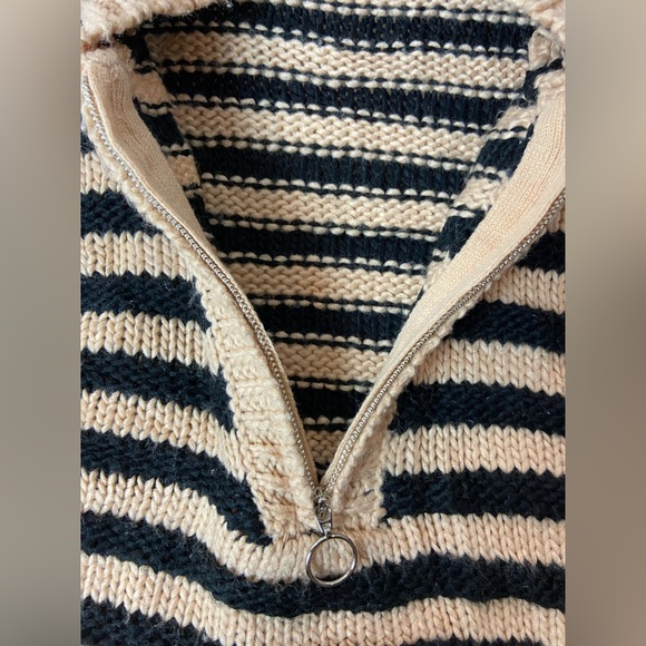 For Love and Lemons Elyse Two Tone Stripe Half Zip Hoodie Sweater (sku275) small - Picture 7 of 11